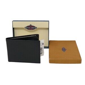 Royal Crest Men's Black Flip Fold Leather Wallet